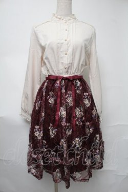 画像1: axes femme / マーガレット柄ハイネックワンピース  オフｘワイン S-25-08-17-033-AX-OP-AS-ZS