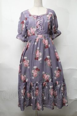 画像1: axes femme / ミルフィーユローズ柄ワンピース  ラベンダー S-25-08-17-040-AX-OP-AS-ZS