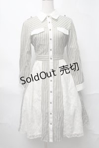 axes femme / ストライプシャツワンピース  グリーン S-25-08-17-041-AX-TO-AS-ZS