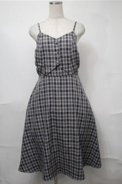 画像1: NieR Clothing / チェックキャミワンピース  グレー S-25-08-18-047-PU-OP-HR-ZS