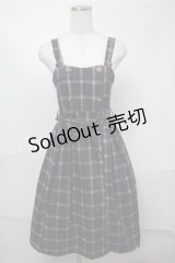 NieR Clothing / チェックジャンパースカート  ネイビー S-25-08-18-049-PU-OP-HR-ZS