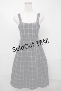 NieR Clothing / チェックジャンパースカート  ネイビー S-25-08-18-049-PU-OP-HR-ZS