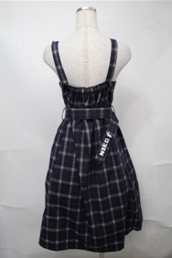 画像2: NieR Clothing / チェックジャンパースカート  ネイビー S-25-08-18-049-PU-OP-HR-ZS