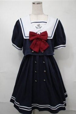 画像1: Amavel / カラフルセットアップ風セーラーワンピース  ネイビー S-25-08-18-050-CA-OP-HR-ZS