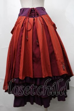 画像2: Ozz oneste / 椿刺繍プリーツ袴風スカート  オレンジｘ紫 S-25-08-18-1015-OO-SK-AS-ZI