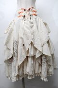 Ozz oneste / チャイナ刺繍スカート  アイボリーｘオレンジ S-25-08-18-1019-OO-SK-SA-ZS