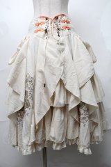 Ozz oneste / チャイナ刺繍スカート  アイボリーｘオレンジ S-25-08-18-1019-OO-SK-SA-ZS
