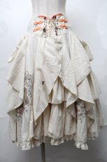 画像1: Ozz oneste / チャイナ刺繍スカート  アイボリーｘオレンジ S-25-08-18-1019-OO-SK-SA-ZI (1)