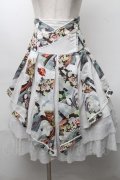Ozz oneste / 和柄プリーツスカート  白ｘグリーン S-25-08-18-1021-OO-SK-AS-ZS