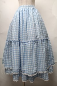 axes femme kawaii / ギンガムチェック柄スカート  サックスｘ白 S-25-08-18-1025-AX-SK-AS-ZS