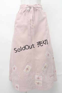 画像1: PINK HOUSE / クマワッペン散らしチノスカート  ピンク S-25-08-18-1034-LO-SK-SA-ZT490