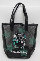 NieR Clothing / 逆さシエルメッシュトートバッグ  黒ｘグリーン S-25-08-18-011-PU-BG-HR-ZS