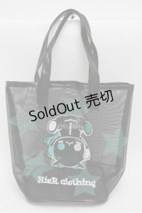 NieR Clothing / 逆さシエルメッシュトートバッグ  黒ｘグリーン S-25-08-18-011-PU-BG-HR-ZS