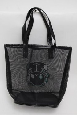 画像2: NieR Clothing / 逆さシエルメッシュトートバッグ  黒ｘグリーン S-25-08-18-011-PU-BG-HR-ZS