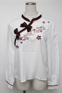Amavel / 和風刺繍プルオーバーブラウス  白 S-25-08-18-019-CA-BL-HR-ZS