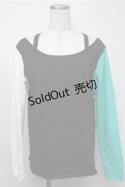 画像1: NieR CLOTHING / シエル配色プルオーバー  白ｘ黒ｘグリーン S-25-08-18-028-PU-TO-HR-ZT061