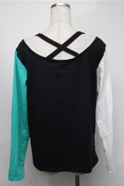 画像2: NieR Clothing / シエル配色プルオーバー  白ｘ黒ｘグリーン S-25-08-18-028-PU-TO-HR-ZS