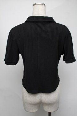 画像2: NieR Clothing / 編み上げリブトップス  黒 S-25-08-18-030-PU-TO-HR-ZS