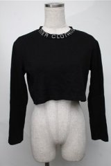 NieR Clothing / 刺繍ショートトップス  黒 S-25-08-18-032-PU-TO-HR-ZI