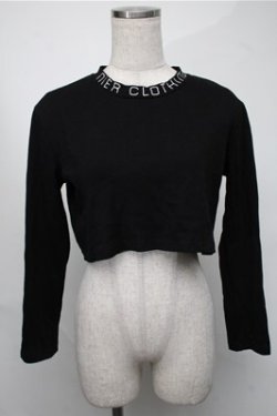画像1: NieR Clothing / 刺繍ショートトップス  黒 S-25-08-18-032-PU-TO-HR-ZS