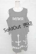 REFLEM / 逆さ十字カッティングショルダー半袖スウェット  黒ｘ白 S-25-08-18-033-PU-TO-AS-ZS