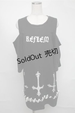 画像1: REFLEM / 逆さ十字カッティングショルダー半袖スウェット  黒ｘ白 S-25-08-18-033-PU-TO-AS-ZS