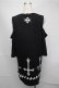 画像2: REFLEM / 逆さ十字カッティングショルダー半袖スウェット  黒ｘ白 S-25-08-18-033-PU-TO-AS-ZS (2)