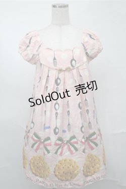 画像1: Emily Temple cute / ビスケット&カトラリーワンピース  ピンク S-25-08-18-037-ET-OP-AS-ZT0921F