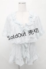 PINK HOUSE / フリル使いローンケープ風ブラウス  サックス S-25-08-18-041-LO-BL-AS-ZS