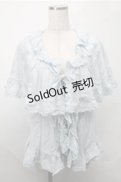 画像1: PINK HOUSE / フリル使いローンケープ風ブラウス  サックス S-25-08-18-041-LO-BL-AS-ZS
