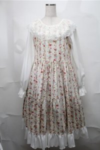 marcHenTica by Hiroko Tokumine / フレアローズワンピース  オフ S-25-08-18-044-LO-OP-AS-ZS