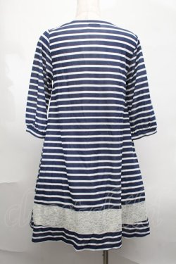 画像2: axes femme /レースボーダーワンピース  ブルー S-25-08-19-052-AX-OP-AS-ZS