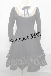 Mary Magdalene / ホワイテリーフワンピース  紺 S-25-08-19-054-CL-OP-AS-ZS