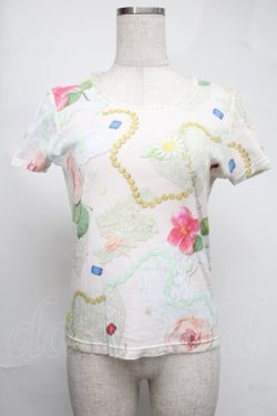 画像1: Emily Temple cute / レース＆フラワーコサージュTシャツ  ピンク S-25-08-19-026-ET-TO-AS-ZS
