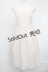axes femme /ギンガムチェック裾刺繍ワンピース  アワピンク S-25-08-19-040-AX-OP-ET-ZS
