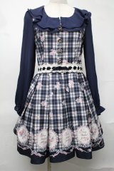 LIZ LISA / チェックローズワンピース  紺 S-25-08-20-042-LO-OP-HR-ZS