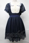 axes femme / 切替シフォンワンピース  紺 S-25-08-20-043-AX-OP-HR-ZS