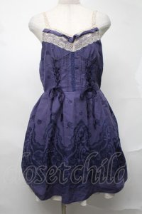 axes femme / オパール花パネルフレアーワンピース  紺 S-25-08-20-044-AX-SK-HR-ZS