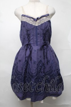 画像1: axes femme / オパール花パネルフレアーワンピース  紺 S-25-08-20-044-AX-SK-HR-ZS