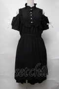 NieR Clothing / 肩開き袖リボンワンピース  黒ｘ白 S-25-08-20-045-PU-OP-HR-ZS