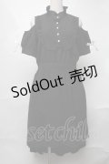 NieR Clothing / 肩開き袖リボンワンピース  黒ｘ白 S-25-08-20-045-PU-OP-HR-ZS