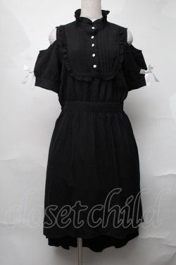 画像1: NieR Clothing / 肩開き袖リボンワンピース  黒ｘ白 S-25-08-20-045-PU-OP-HR-ZS