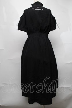 画像2: NieR Clothing / 肩開き袖リボンワンピース  黒ｘ白 S-25-08-20-045-PU-OP-HR-ZS