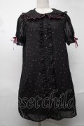 Ank Rouge / ハート総柄シフォンワンピース  黒 S-25-08-20-047-CA-OP-HR-ZS