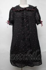 Ank Rouge / ハート総柄シフォンワンピース  黒 S-25-08-20-047-CA-OP-HR-ZS
