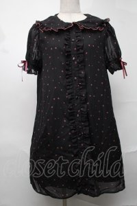 Ank Rouge / ハート総柄シフォンワンピース  黒 S-25-08-20-047-CA-OP-HR-ZS