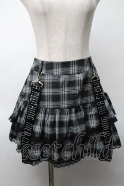 画像1: NieR Clothing / チェック柄ティアードスカート  黒ｘ白 S-25-08-20-055-PU-SK-HR-ZS