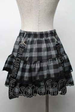 画像2: NieR Clothing / チェック柄ティアードスカート  黒ｘ白 S-25-08-20-055-PU-SK-HR-ZS
