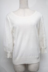 Franche Lippee / ドットチュール袖カットソー  オフ S-25-08-20-007-LO-BL-HR-ZS