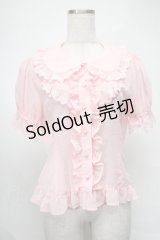 BABY,THE STARS SHINE BRIGHT / 半袖丸衿シフォンブラウス  ピンク S-25-08-20-012-BA-BL-HR-ZS